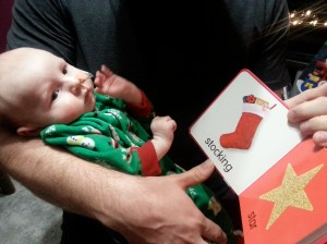 Daddy reading to Linky